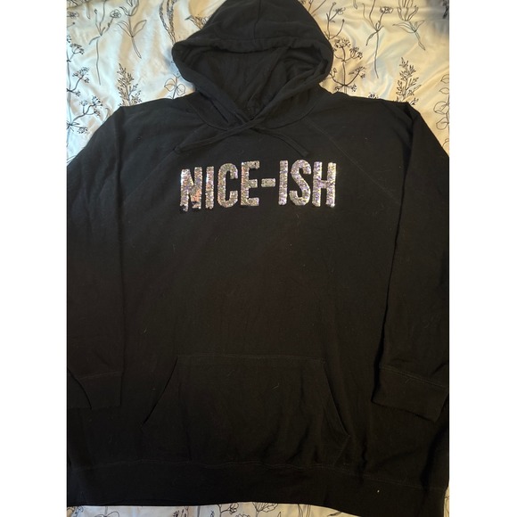 Torrid Plus Size Black Flip Sequin Nice-ish Hoodie, Size 4/4X - Picture 1 of 4